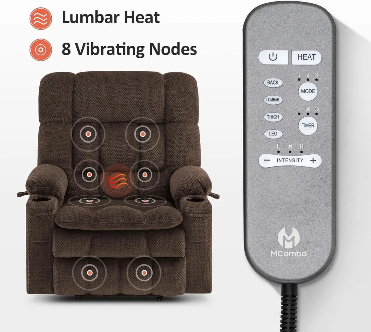 Large Power Lift Recliner With Massage And USB Ports from PriceLows™