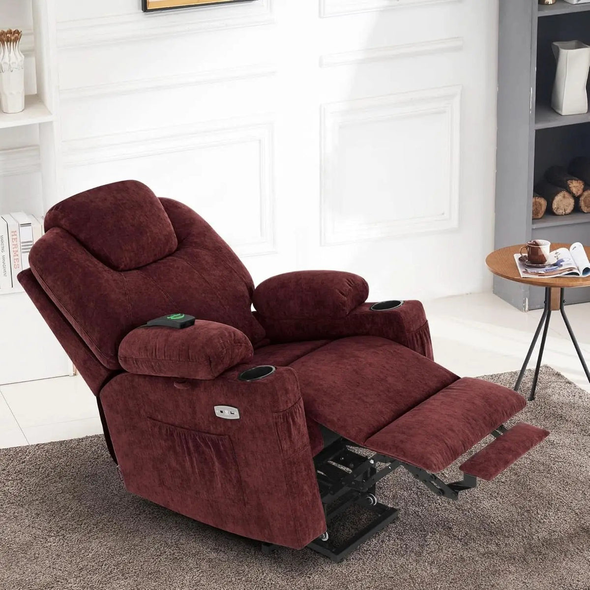 Large Power Lift Recliner With Massage And USB Sangria from PriceLows™