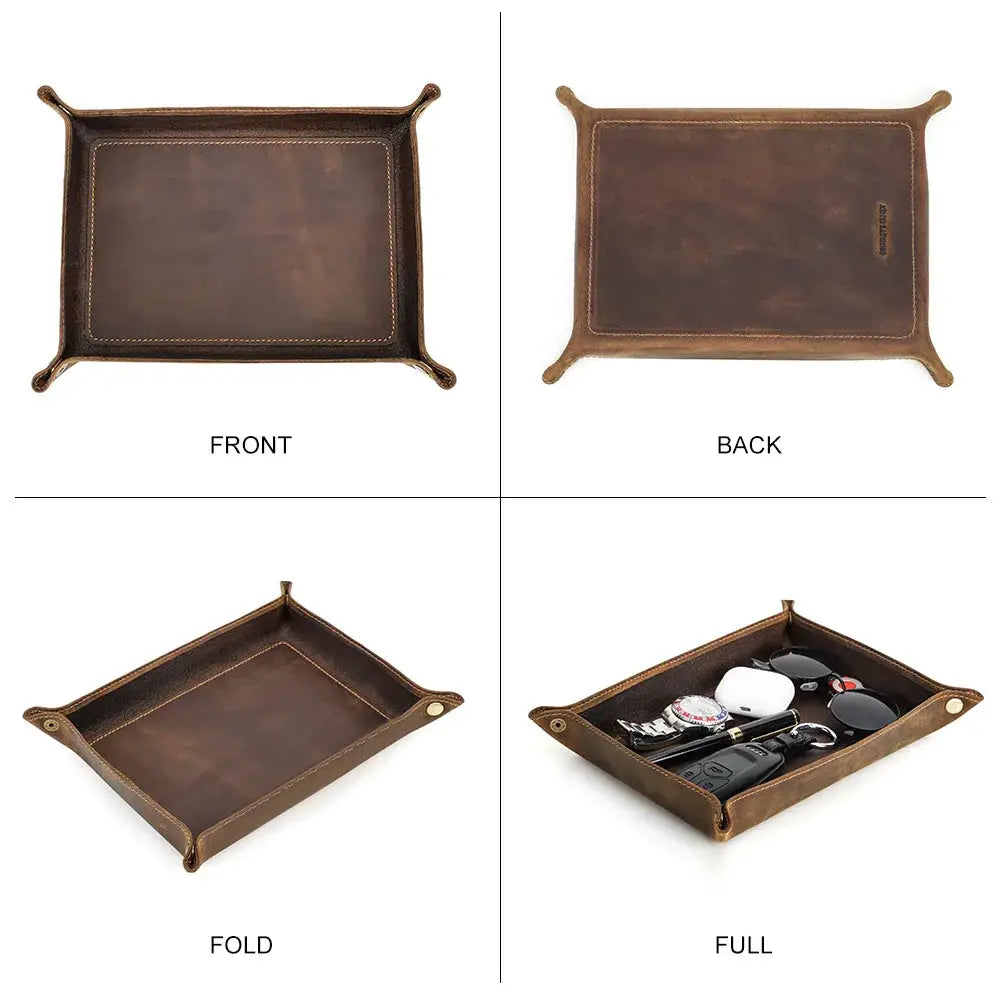 Leather Desk Tray Organizer | Leather | Cosmetics Jewelry Storage | Coffee from PriceLows™