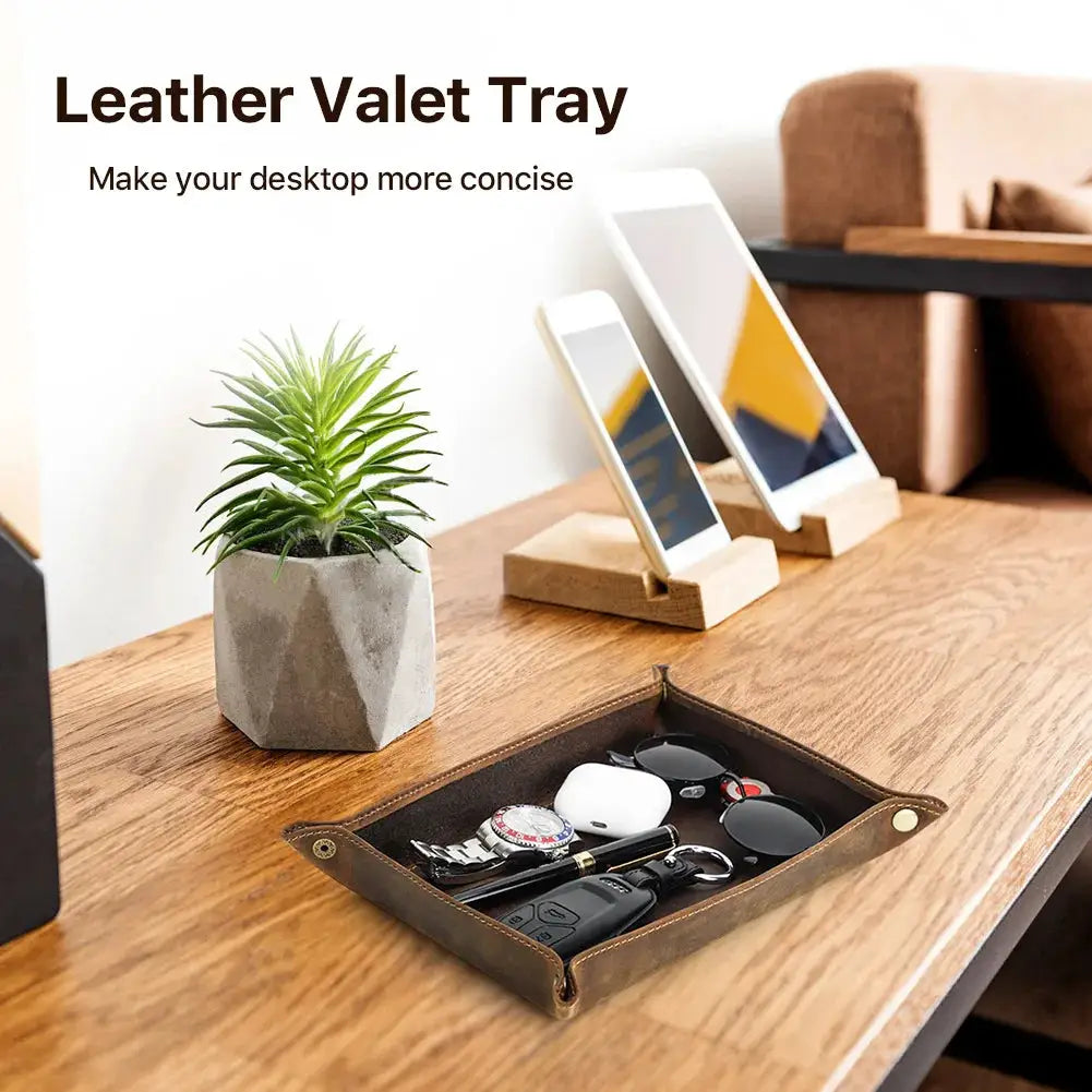 Leather Desk Tray Organizer | Leather | Cosmetics Jewelry Storage | Coffee from PriceLows™