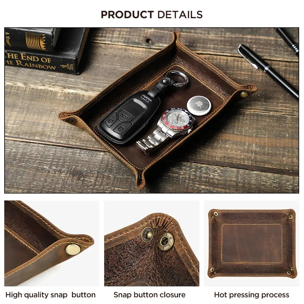 Leather Desktop Tray | Genuine Nubuck Leather | Jewelry Organizer | One Size from PriceLows™