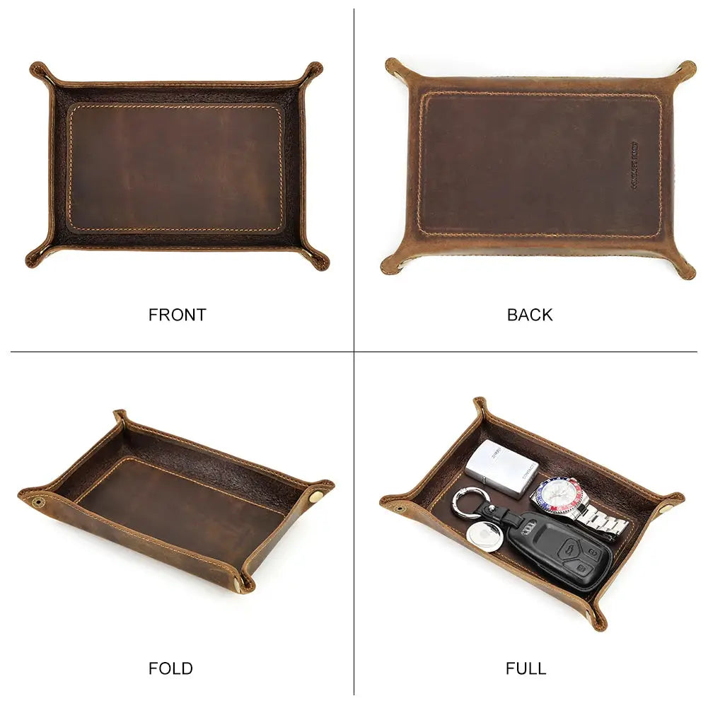 Leather Desktop Tray | Genuine Nubuck Leather | Jewelry Organizer | One Size from PriceLows™