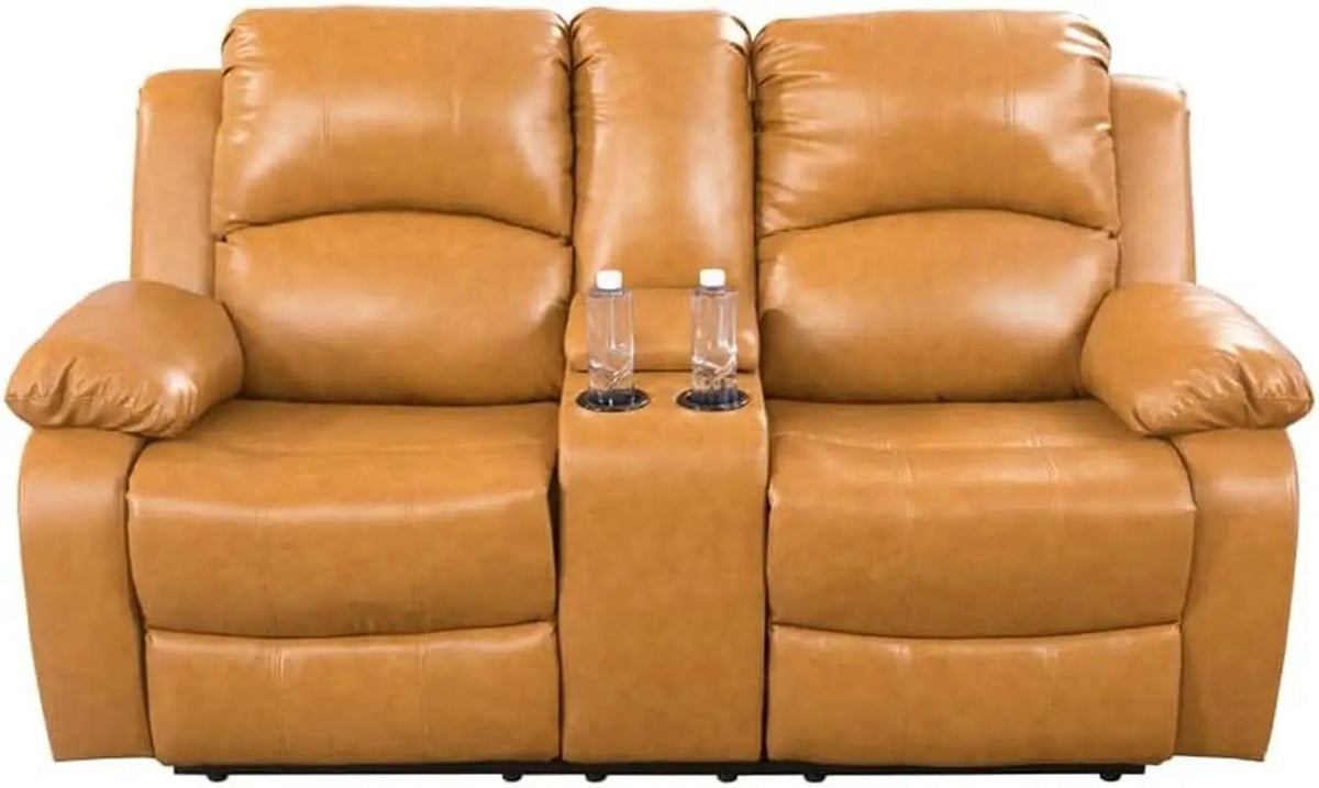 Leather Manual Recliner Sofa Set Ginger 3Piece Living Room from PriceLows™