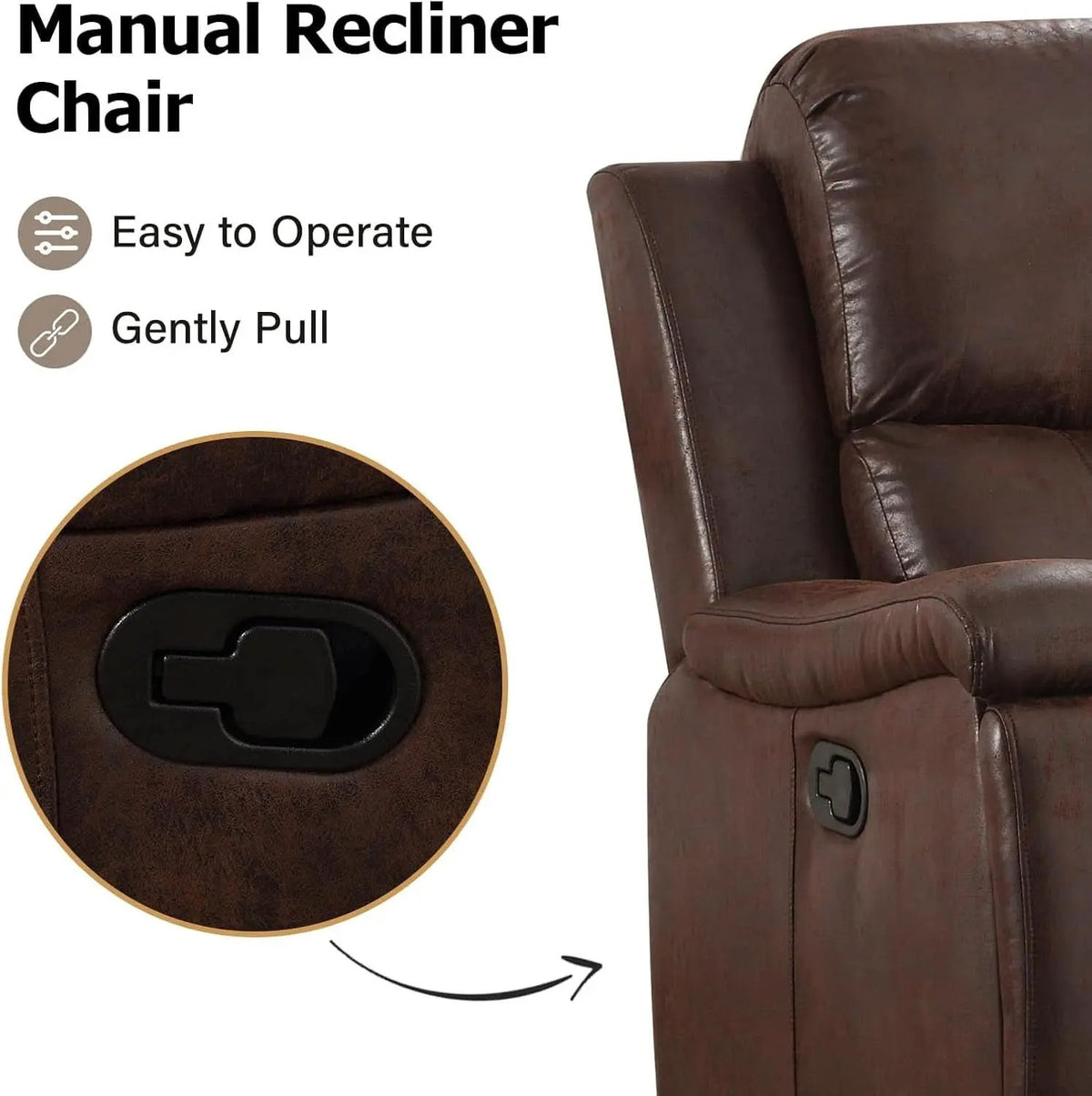 Leather Recliner Chair Red Brown With Concealed Cup Holders from PriceLows™
