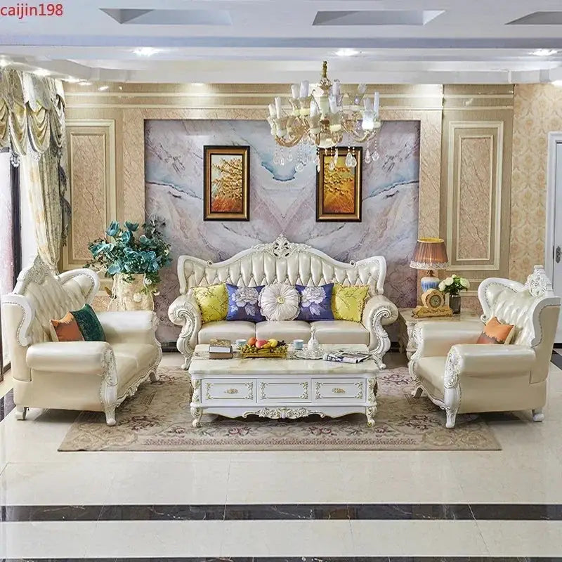 Leather Sofa | European Style | Solid Wood Frame | L-Shaped / U-Shaped from PriceLows™