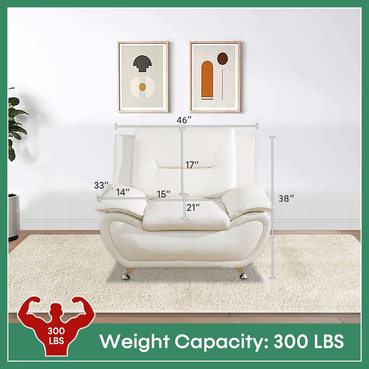 Leather Sofa Set 3 Piece White For Living Room Furniture from PriceLows™