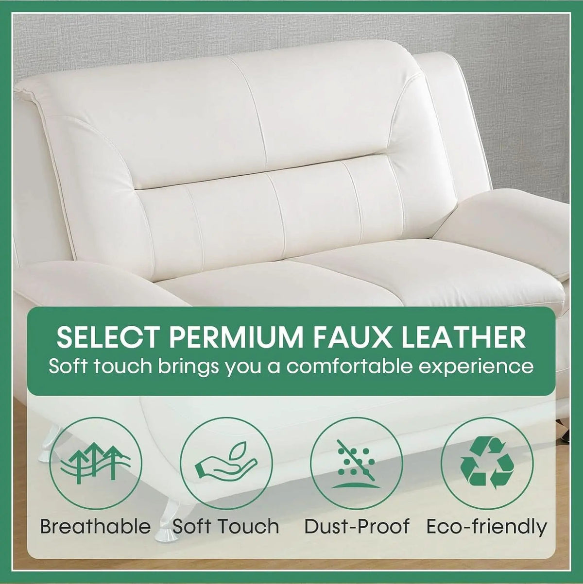 Leather Sofa Set 3 Piece White For Living Room Furniture from PriceLows™