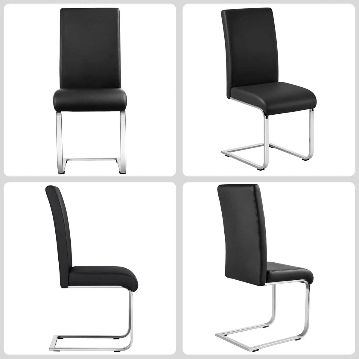 Leather Upholstered Dining Chairs Set Of 2 With Metal Legs Black from PriceLows™