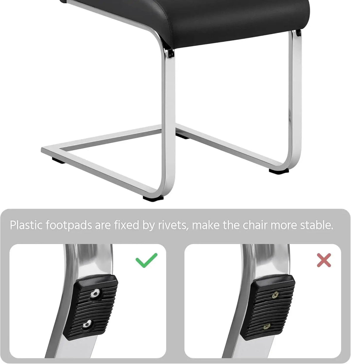 Leather Upholstered Dining Chairs Set Of 2 With Metal Legs Black from PriceLows™
