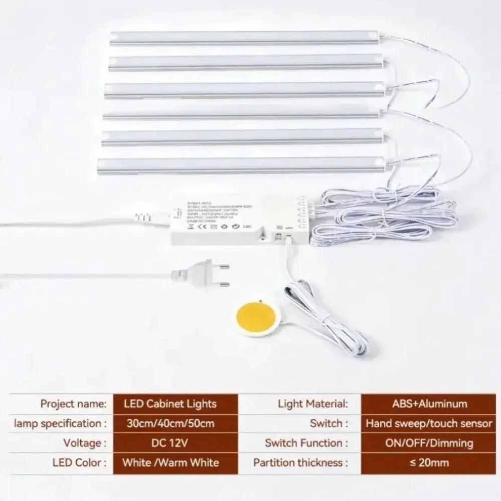 Dimmable 1-6Pcs LED Under Cabinet Lamp Penetrable Wood Hand Scan Touch USB Bar Light Kitchen Bathroom Closet Night Lamp from PriceLows™