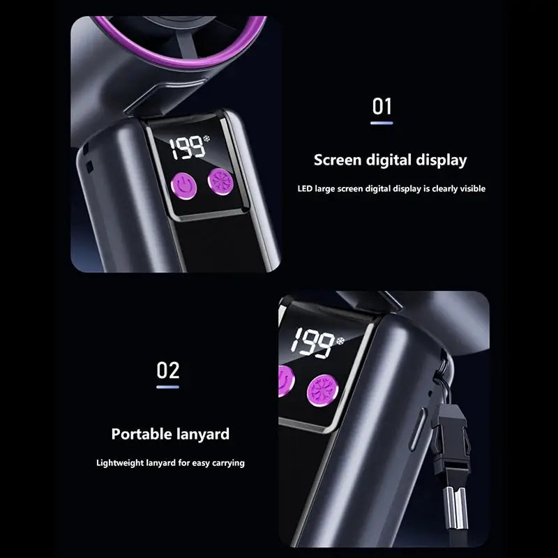 Lenovo 199-speed High-speed Cooling Fan Usb Charging Digital Display Large Wind Turbine Handheld Portable Fan Mini Cooling Fan from PriceLows™
