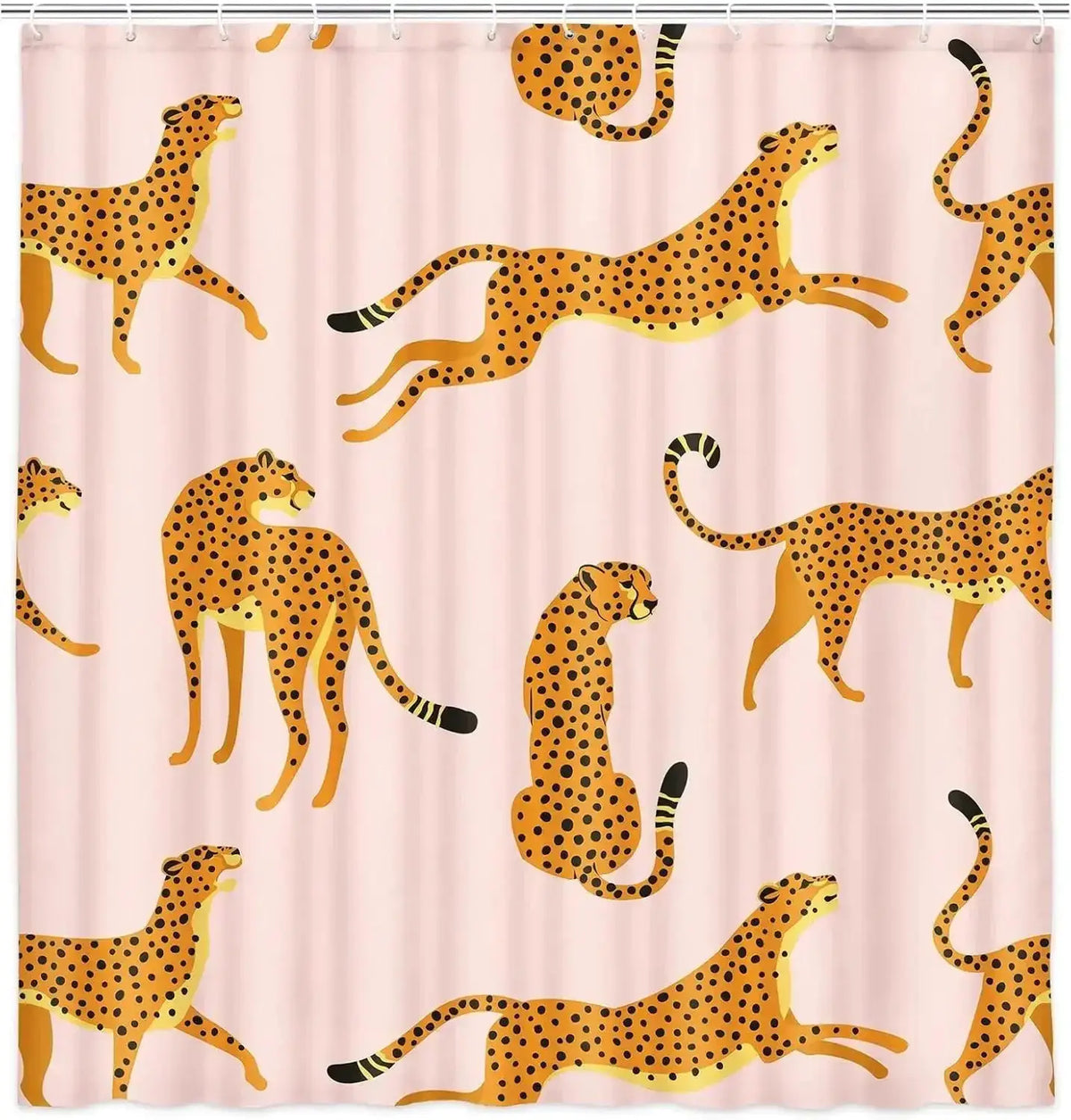 leopard fabric shower curtain, tropical animal cheetah shower curtain for bathroom, pink with hook 180X180CM from PriceLows™