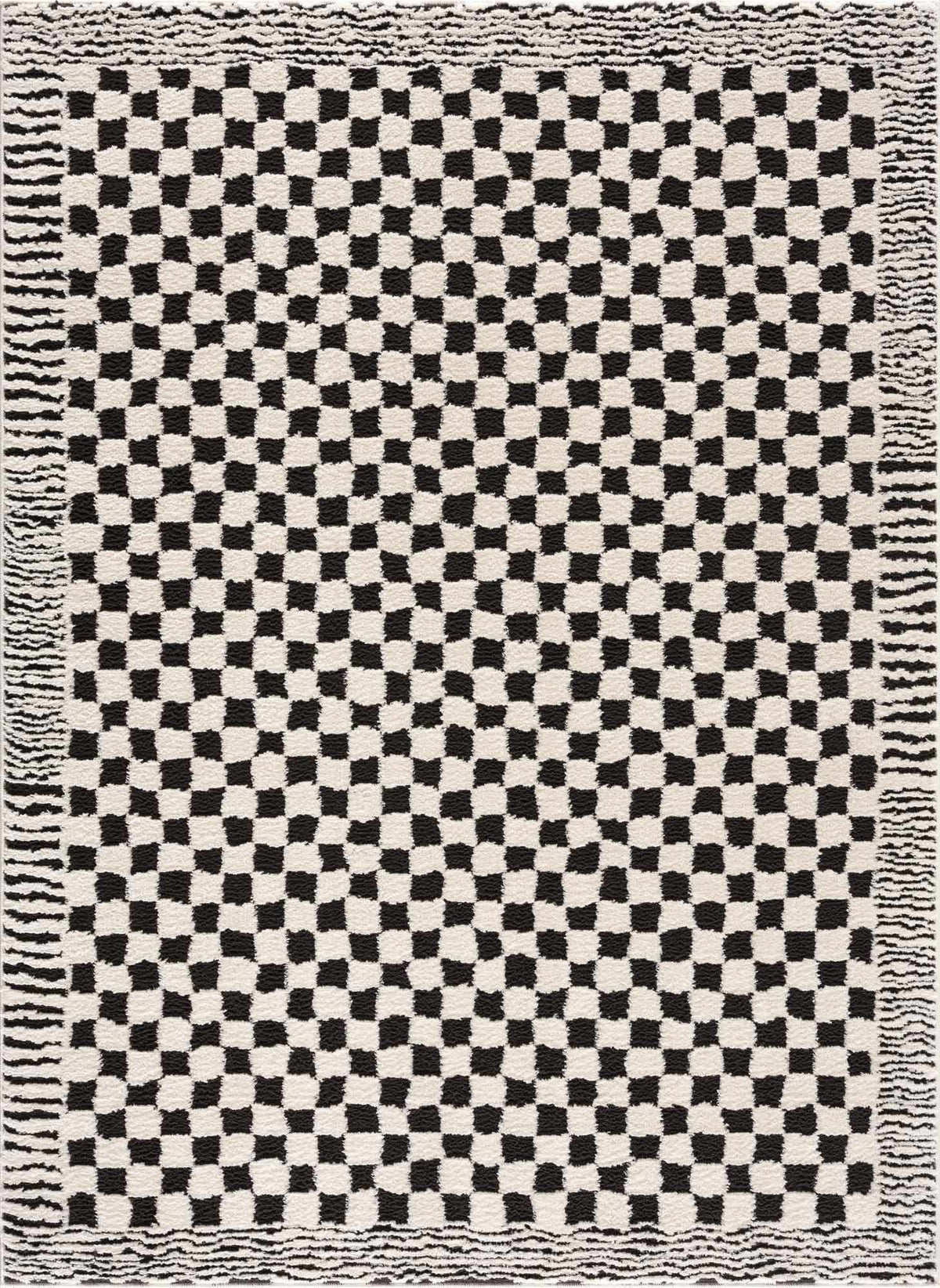 Leryn Black & White Checkered Area Rug from PriceLows™