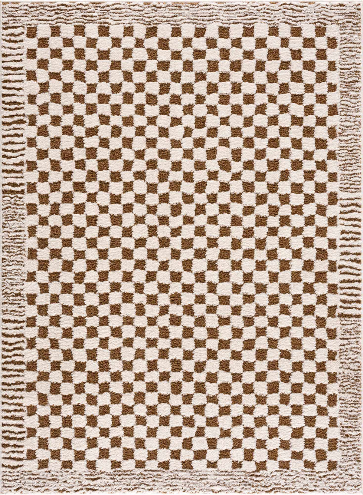 Leryn Brown & White Checkered Area Rug from PriceLows™