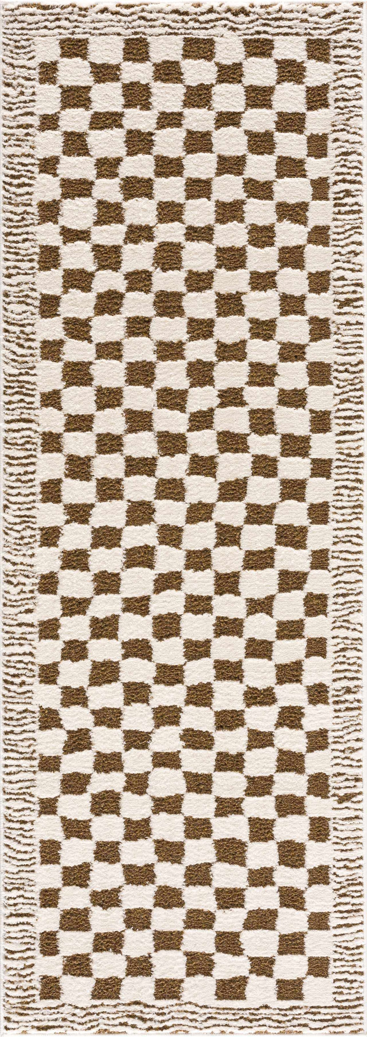 Leryn Brown & White Checkered Area Rug from PriceLows™