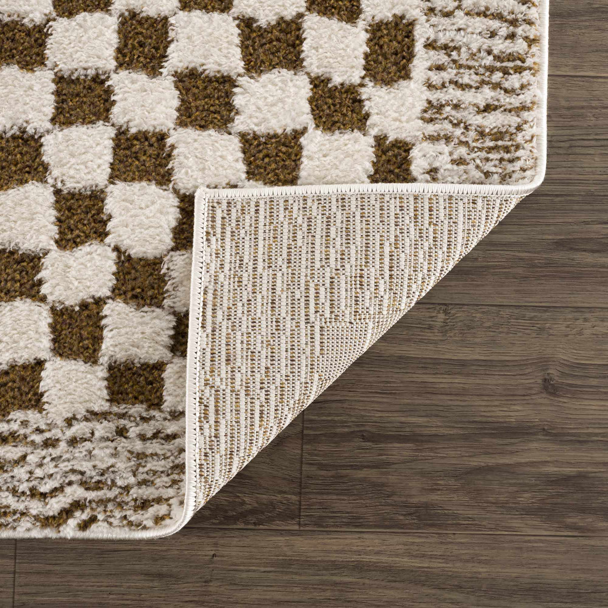 Leryn Brown & White Checkered Area Rug from PriceLows™