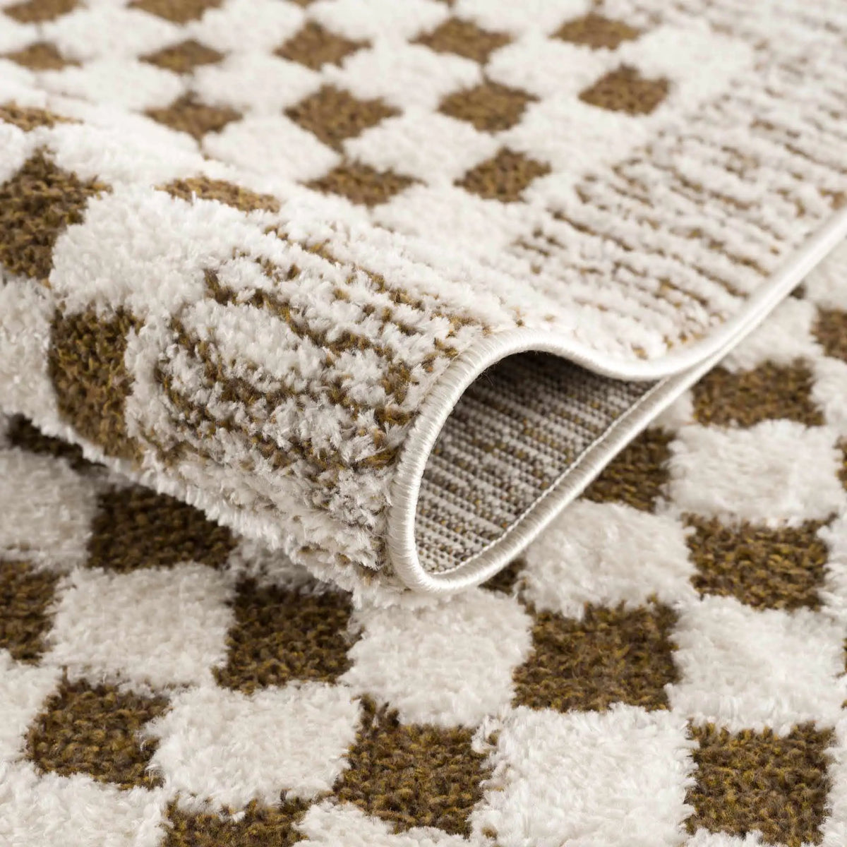 Leryn Brown & White Checkered Area Rug from PriceLows™