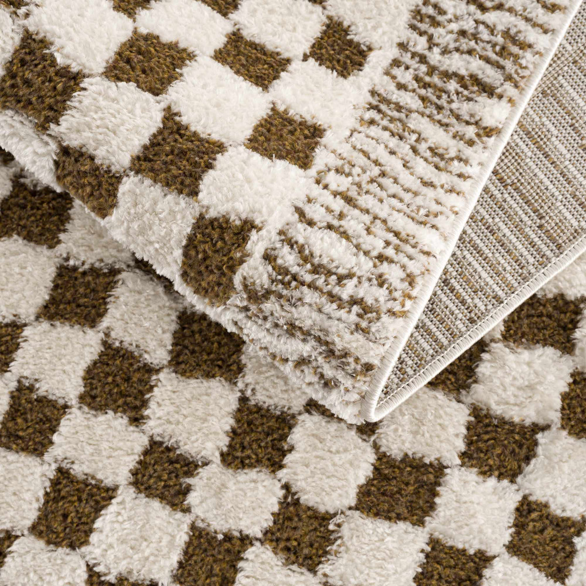 Leryn Brown & White Checkered Area Rug from PriceLows™