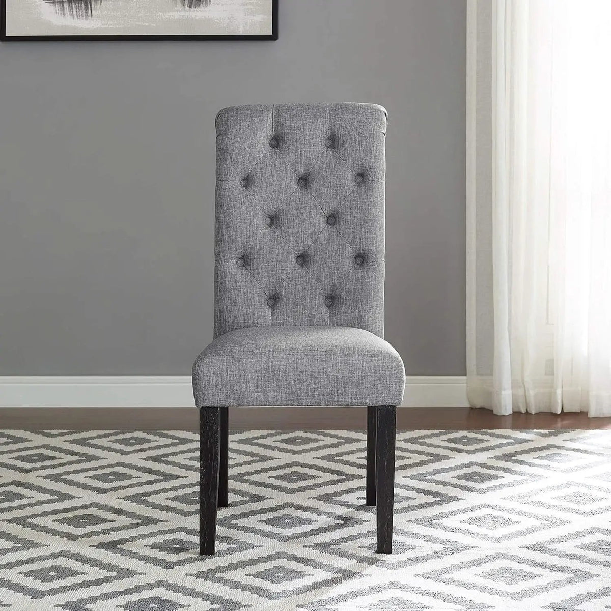 Leviton Gray Solid Wood Tufted Dining Chair Set Of 2 from PriceLows™