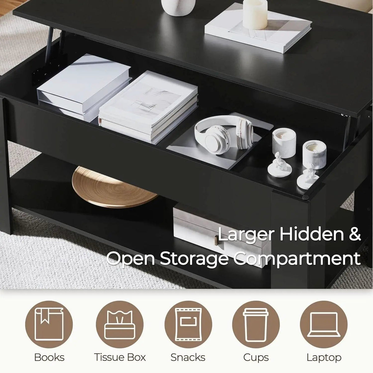 Lift Top Coffee Table With Hidden Compartment 47.5 Inch from PriceLows™