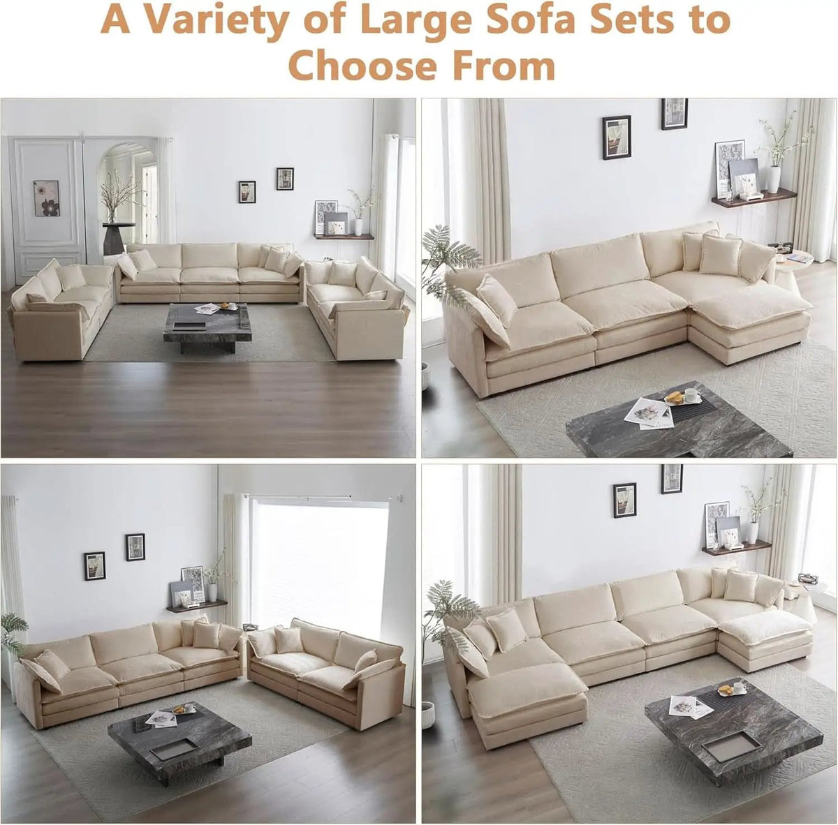 Light Coffee Chenille 3 Piece Sofa Set With Two Singles from PriceLows™