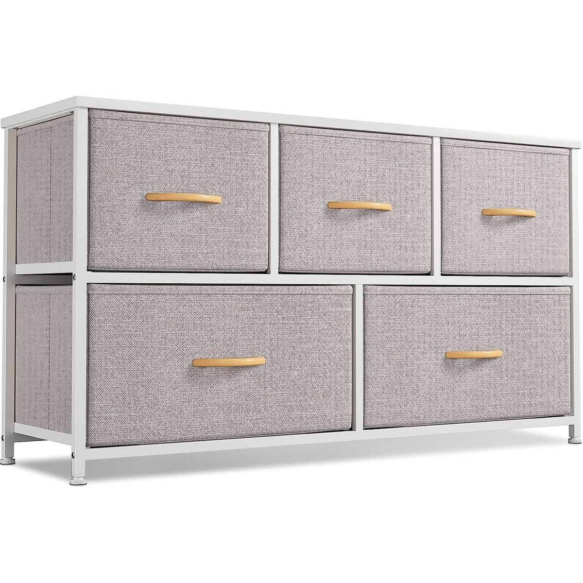 Light Gray 5 Drawer Dresser Tower Unit Small Size Modern from PriceLows™