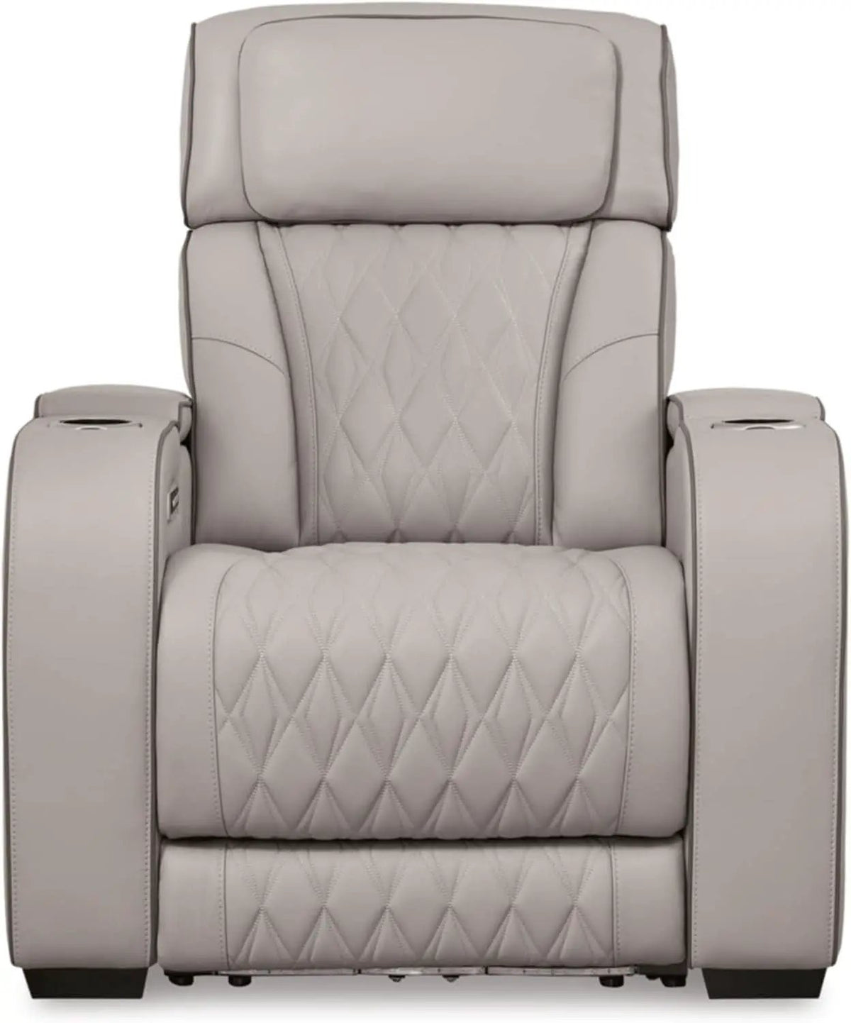 Light Gray Leather Power Recliner With Adjustable Headrest from PriceLows™