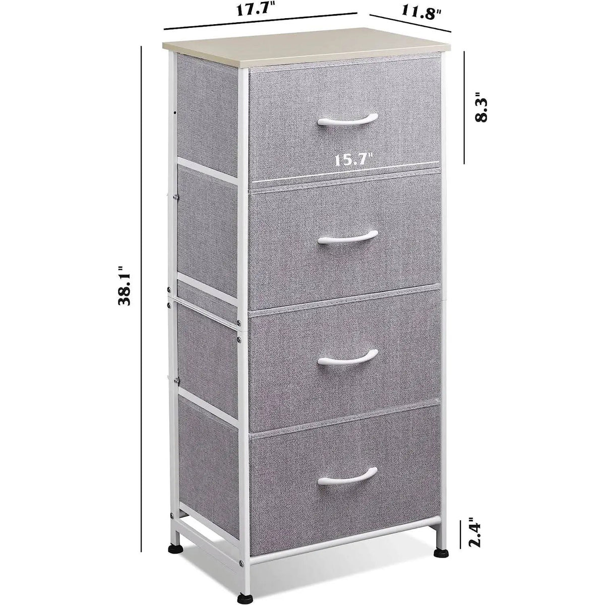 Light Grey Fabric Dresser With Four Drawers For Bedroom from PriceLows™