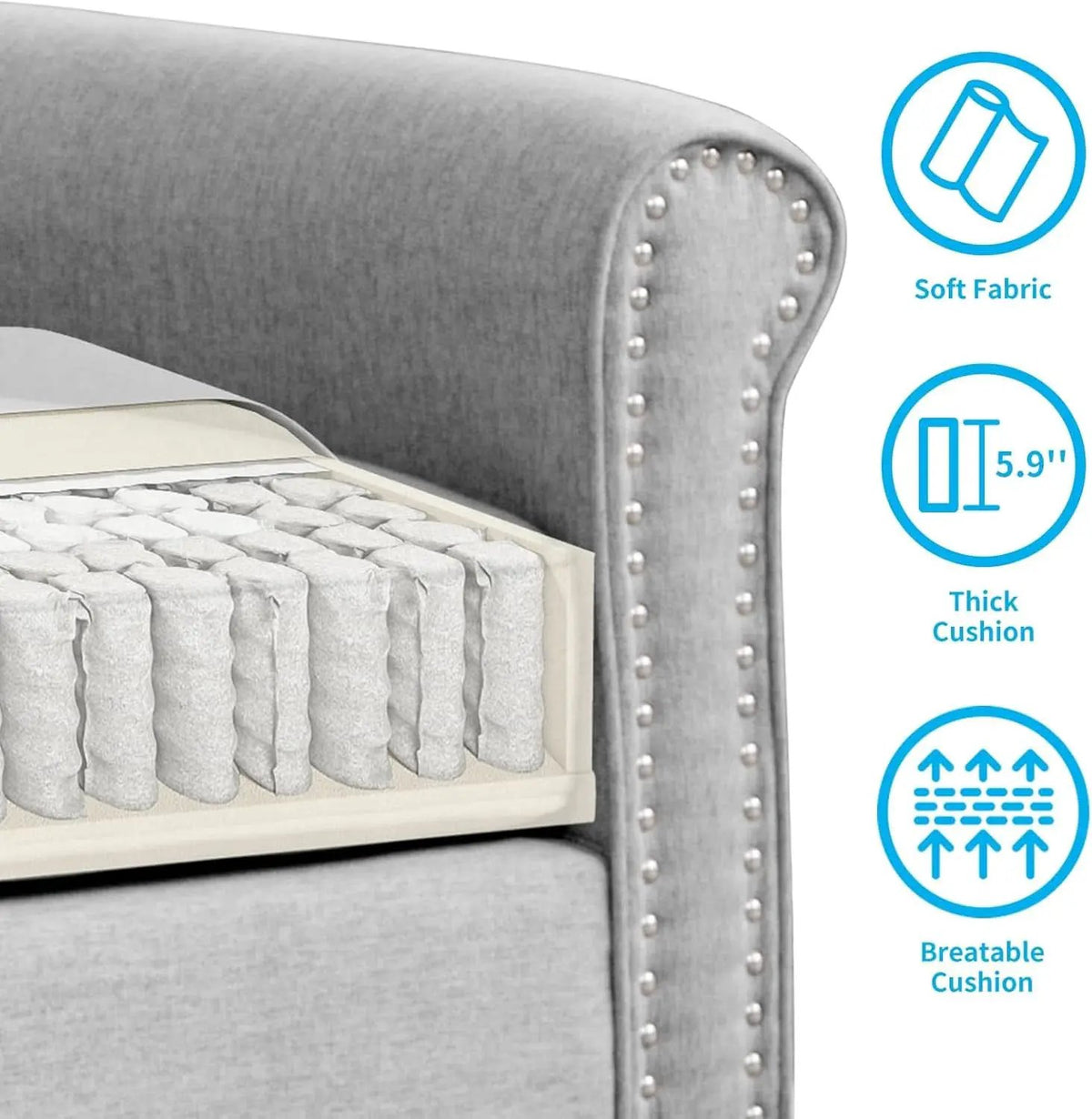 Light Grey Small Space Living Room Couch Set With Loveseat from PriceLows™