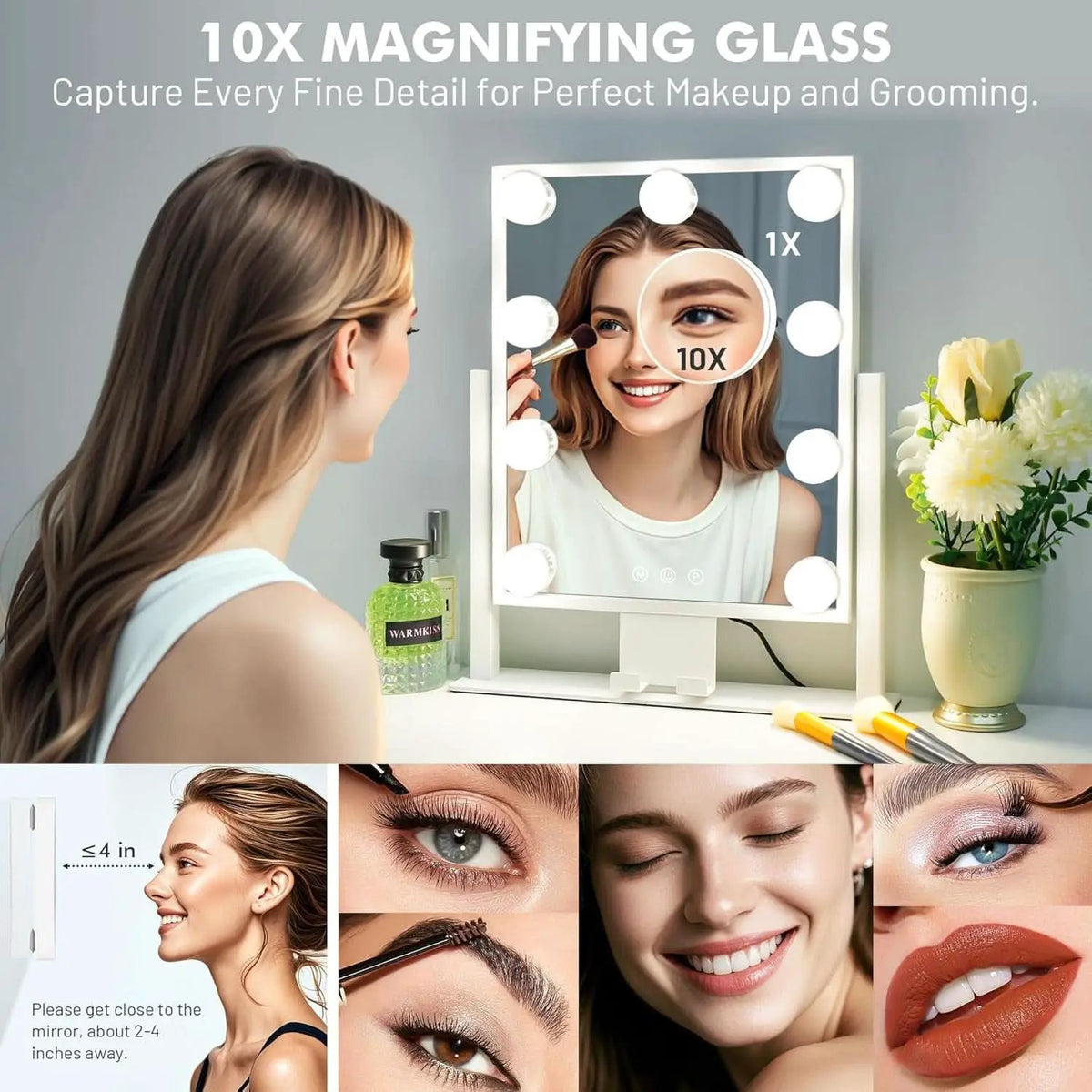 Lighted Makeup Vanity Mirror 14 Inch With 3 Color Modes from PriceLows™