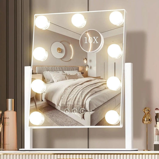Lighted Makeup Vanity Mirror With 3 Color Modes And 10X Magnification White from PriceLows™