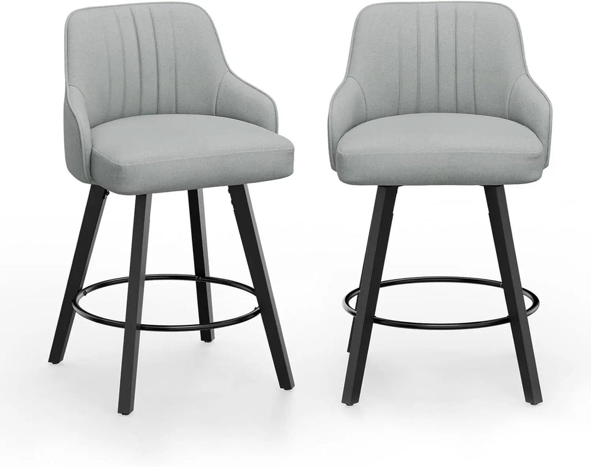 Linen Fabric Upholstered Swivel Barstools Set of Two from PriceLows™