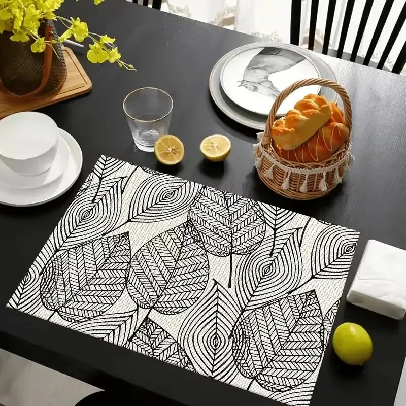 Linen Placemats | Botanical Leaf Sketch | PriceLows™