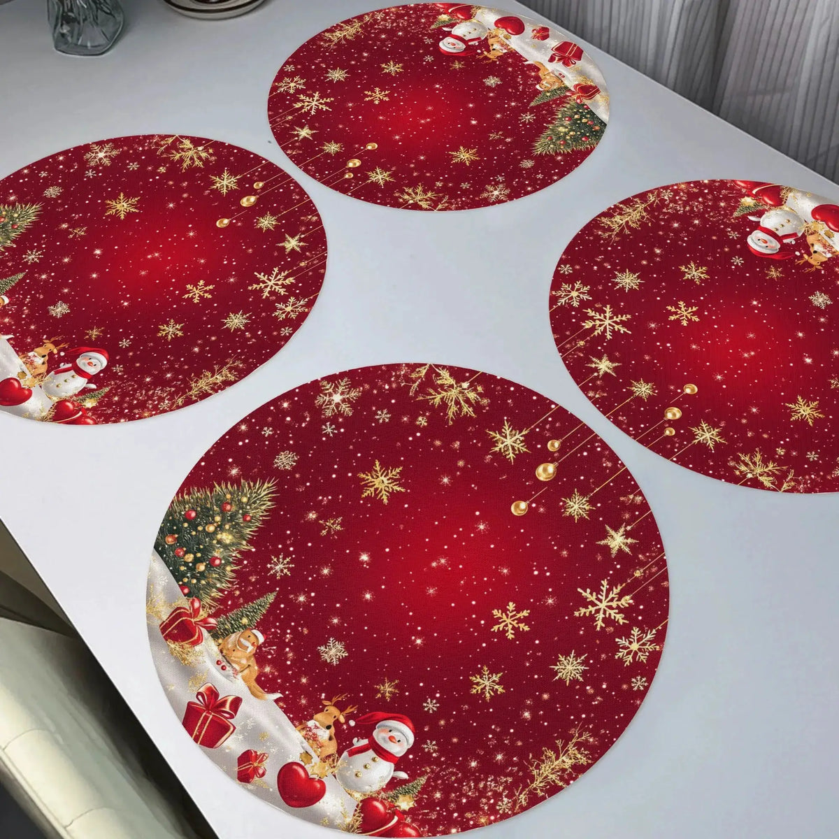 Linen Table Mats | Waterproof Snow Print | PriceLows™
