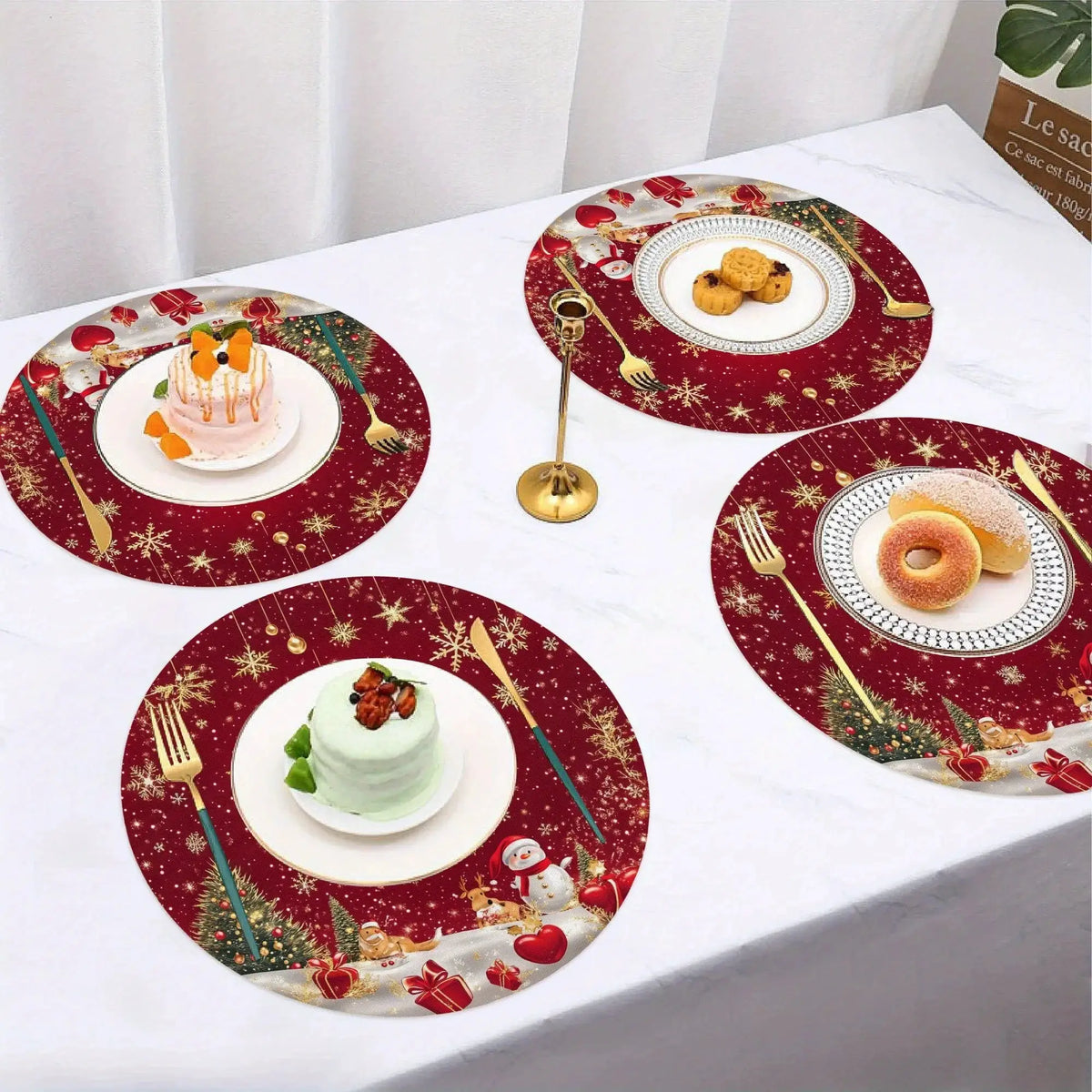 Linen Table Mats | Waterproof Snow Print | PriceLows™