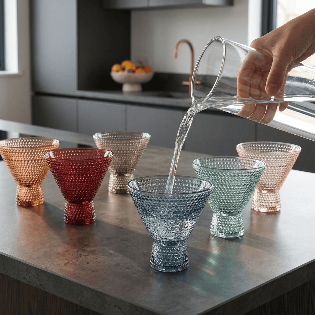Tonal Hobnail Martini Cocktail Glassware | 8 oz | Set of 6 | Entertaining