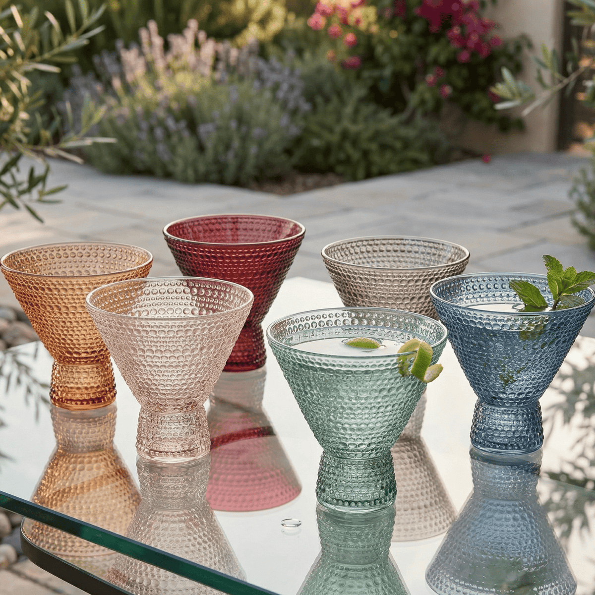Tonal Hobnail Martini Cocktail Glassware | 8 oz | Set of 6 | Entertaining