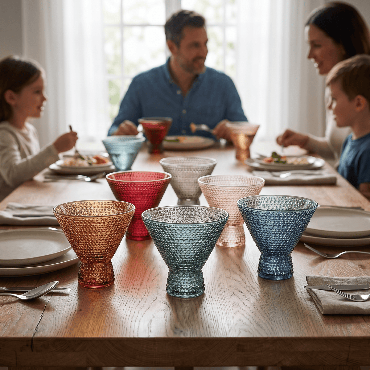 Tonal Hobnail Martini Cocktail Glassware | 8 oz | Set of 6 | Entertaining
