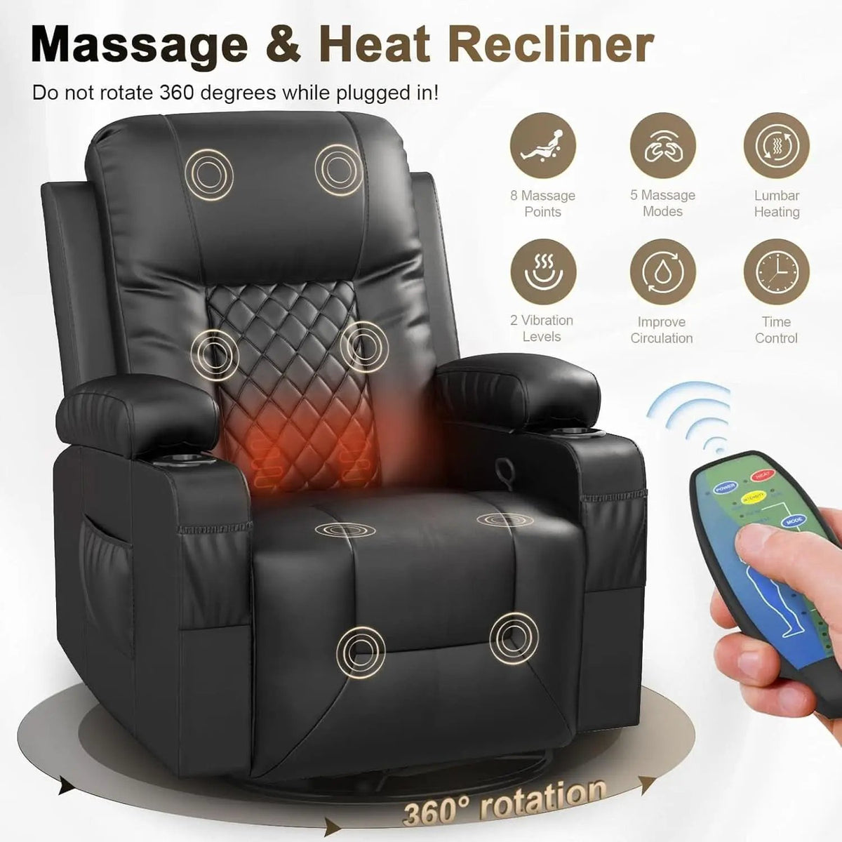 Living Room Furniture Set Loveseat Recliner And 2 Piece Massage Recliner Chairs from PriceLows™