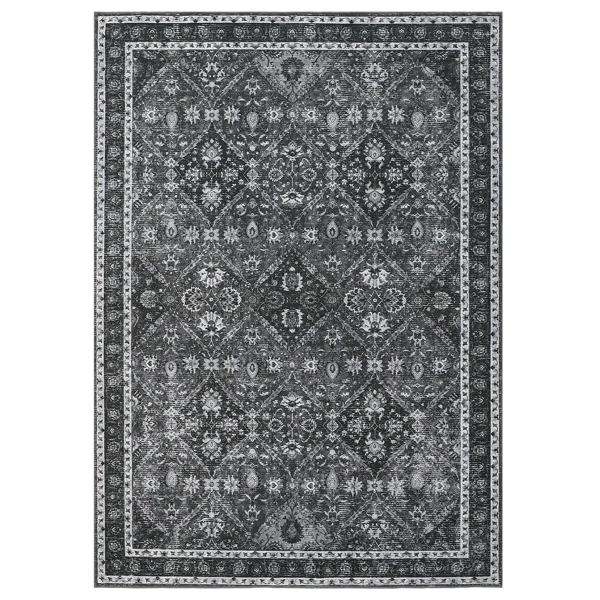 Rug for Living Room, Machine Washable, Non-Slip,Stain & Water Resistant, Low-Pile Moroccan Trellis Hallway Vintage Foldable Rug from PriceLows™