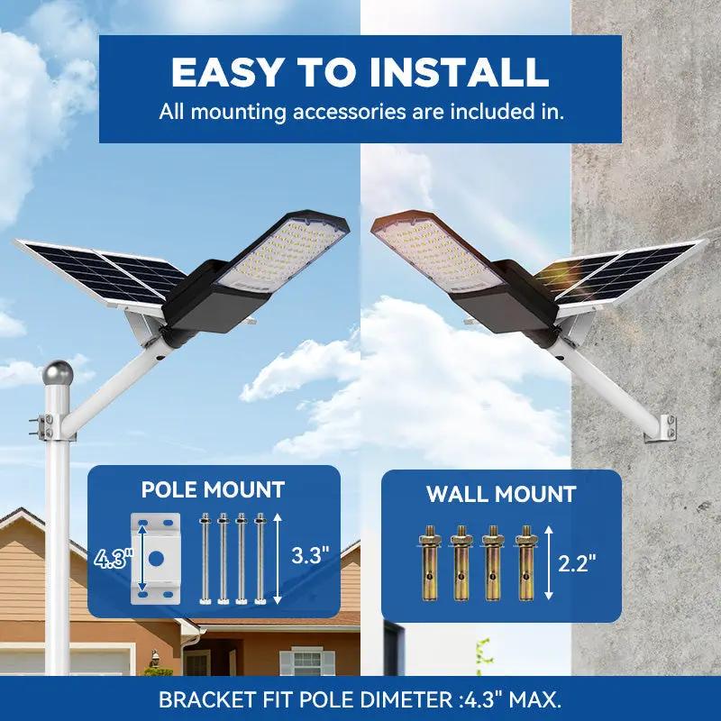 Solar Street Light | 30000 Lumens | 40000mAh Battery | Pole Included