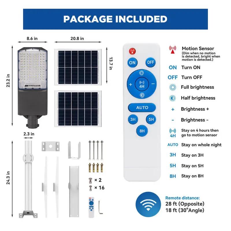 Solar Street Light | 30000 Lumens | 40000mAh Battery | Pole Included