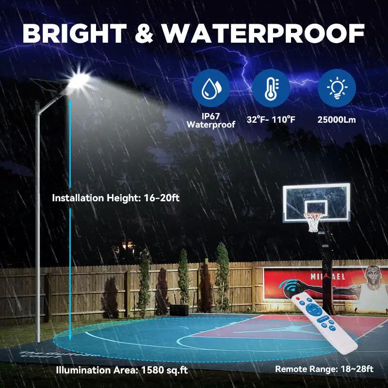 Solar Street Light | 30000 Lumens | 40000mAh Battery | Pole Included