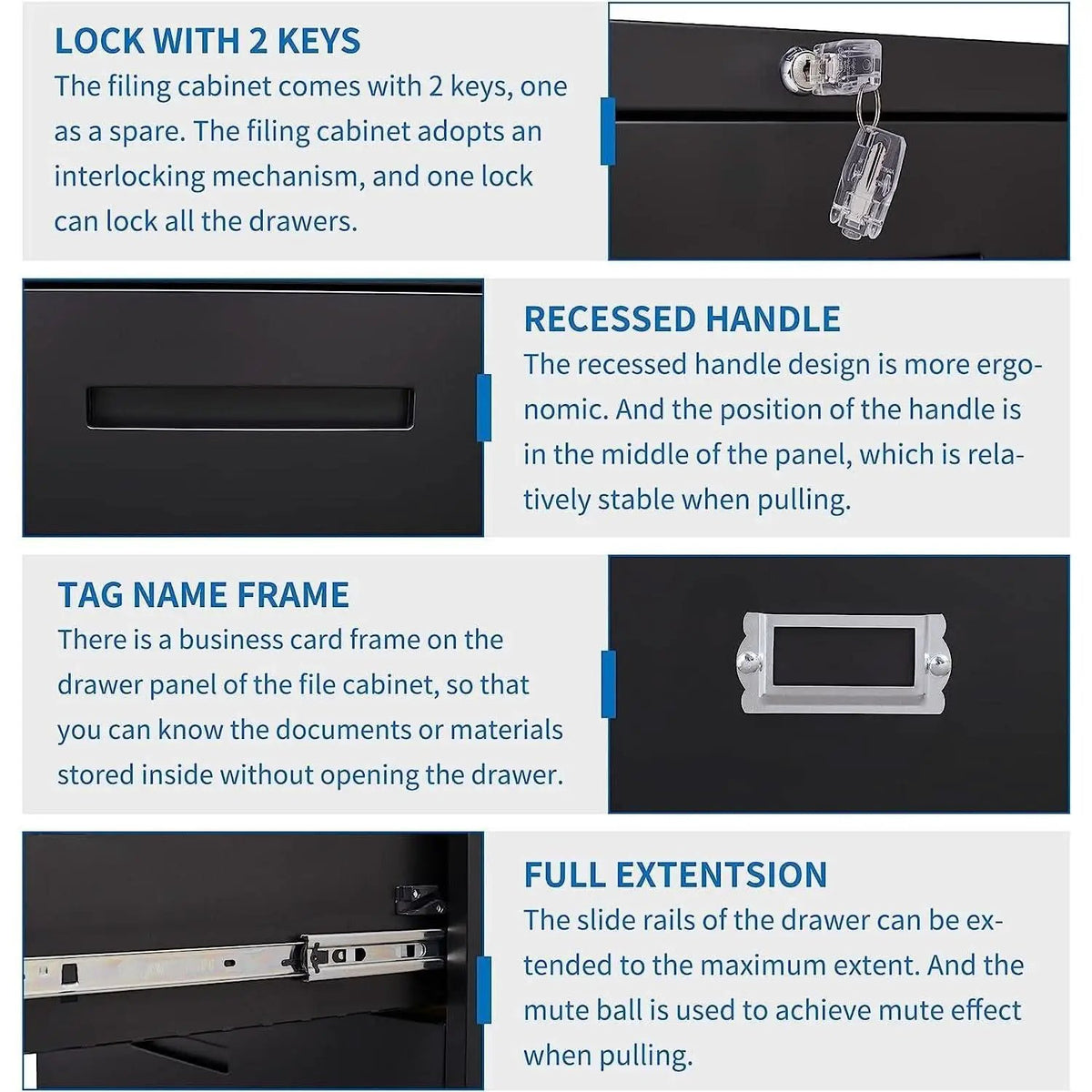 Lockable 4 Drawer Lateral File Cabinet For Office Use from PriceLows™
