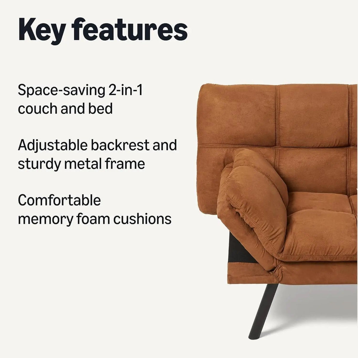 Brown Transformable Loveseat With Memory Foam Sleeper from PriceLows™