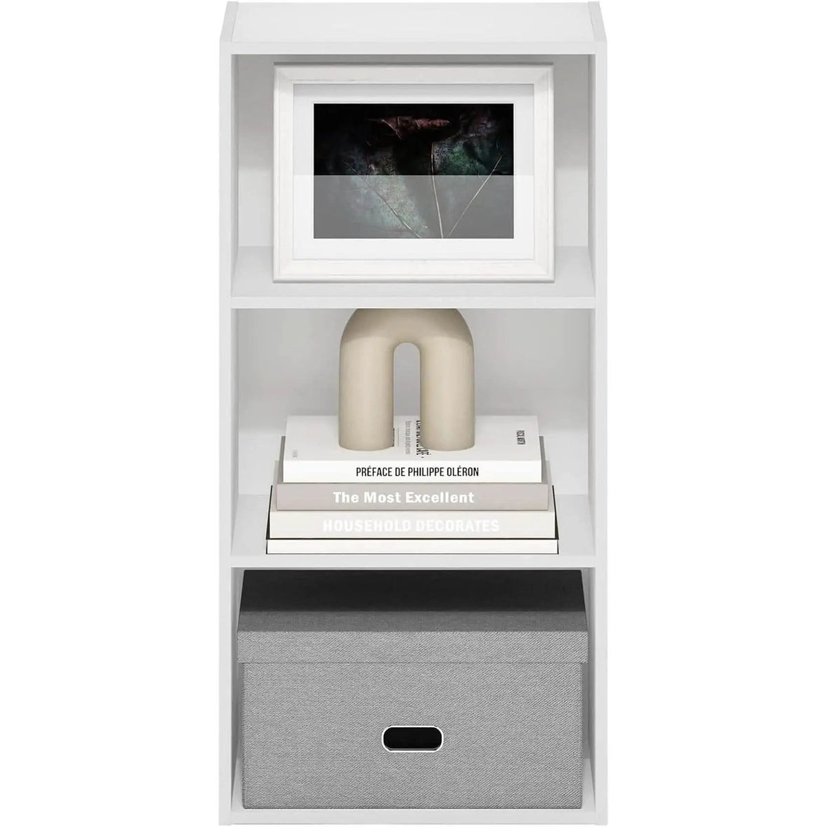 Luder Three Tier Open Shelf Bookcase Bright White Finish from PriceLows™