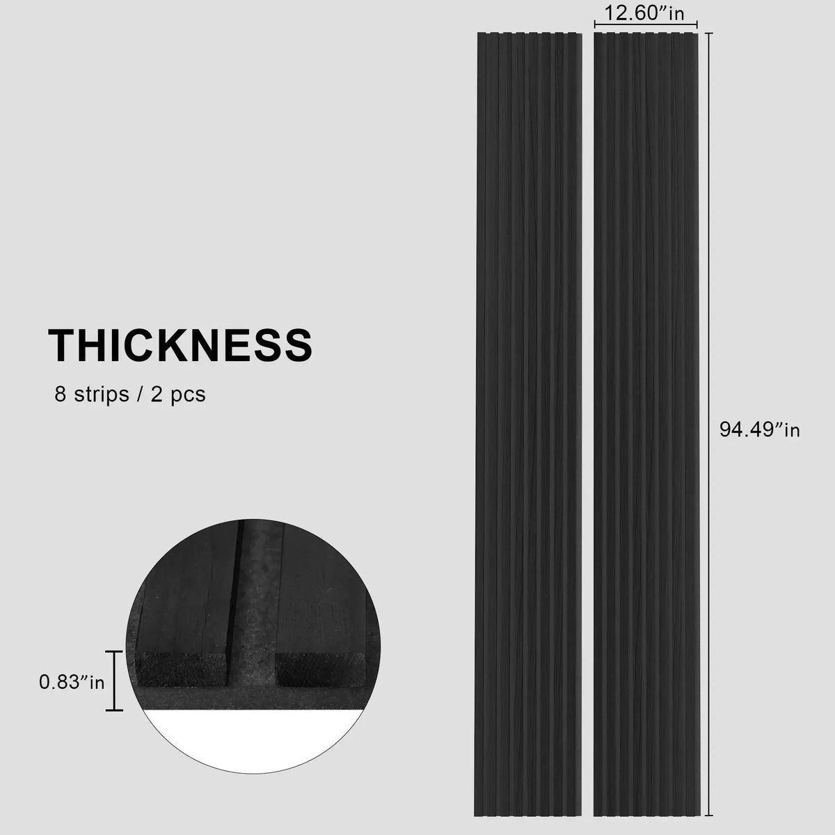 Acoustic Wood Wall Panels | Black Finish | Solid Construction | Pack Of 2