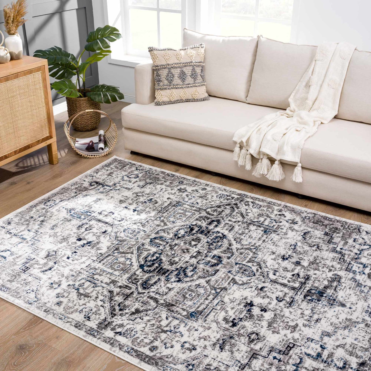 Buenaventura Cream & Navy Area Rug from PriceLows™