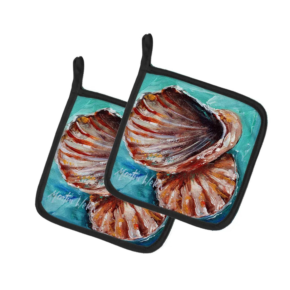 Pot Holder Set of 2 | Heat Resistant Quilted Hot Pads | 7.5 x 7.5 Inch | Shells not in a row
