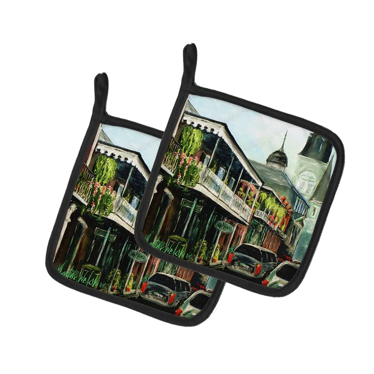 Pot Holder Set of 2 | Heat Resistant Quilted Hot Pads | 7.5 x 7.5 Inch | St Louis Cathedral